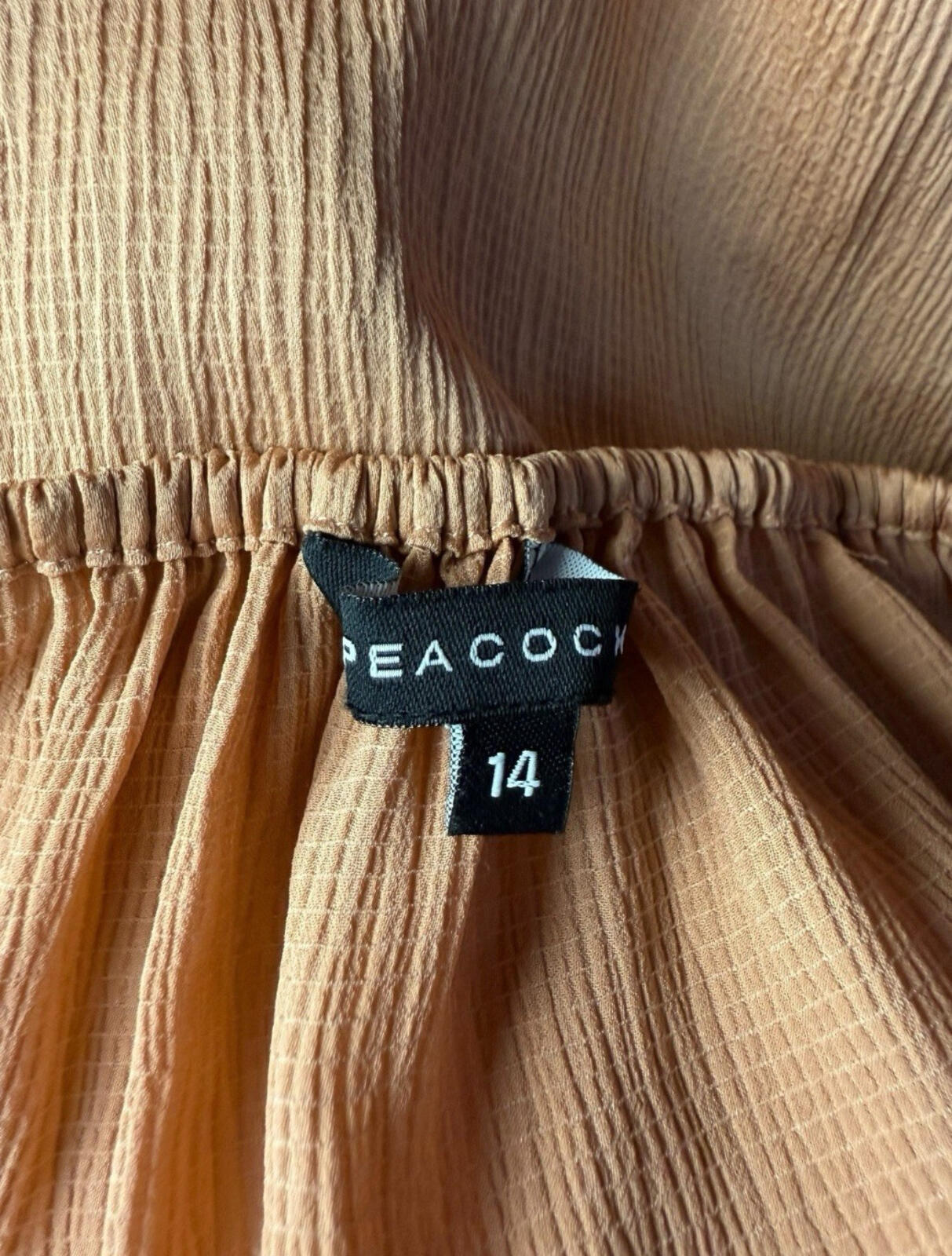 Peacocks Satin Peplum Top Women's UK Size 14 3/4 Sleeve Rose Gold
