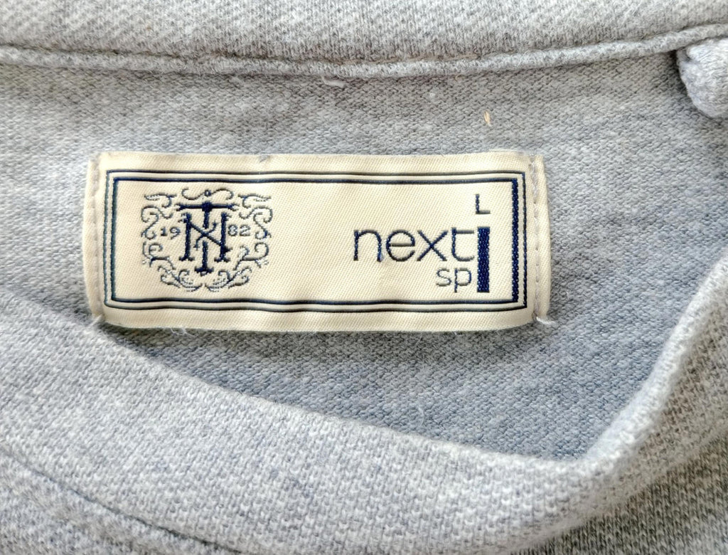 Next T-Shirt Men's UK Size L Grey Crew Neck Jersey Logo Striped Cotton Rich