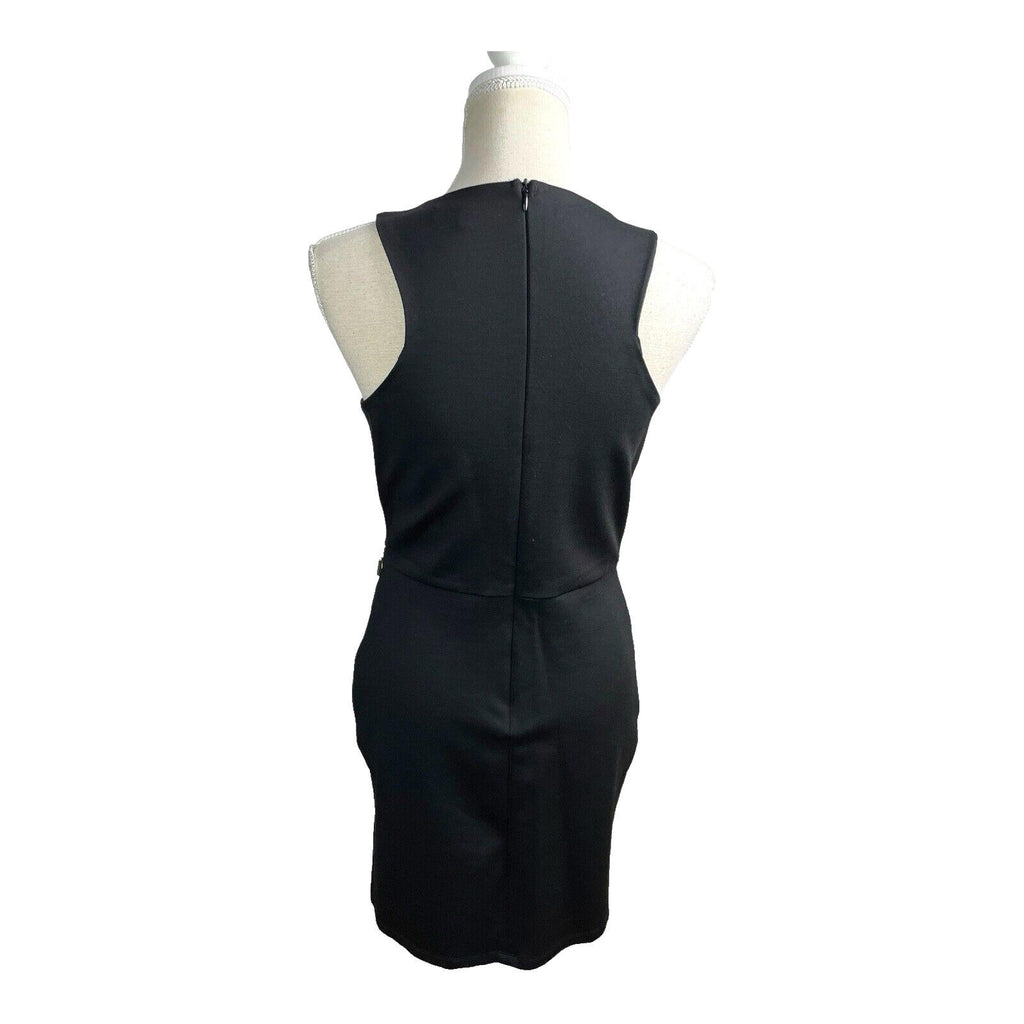 Missguided Black Mini Dress Bodycon Gold Zip Detail Women’s UK Size 12