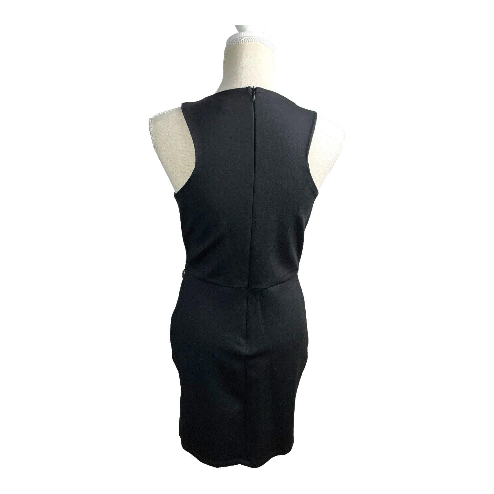 Missguided Black Mini Dress Bodycon Gold Zip Detail Women’s UK Size 12