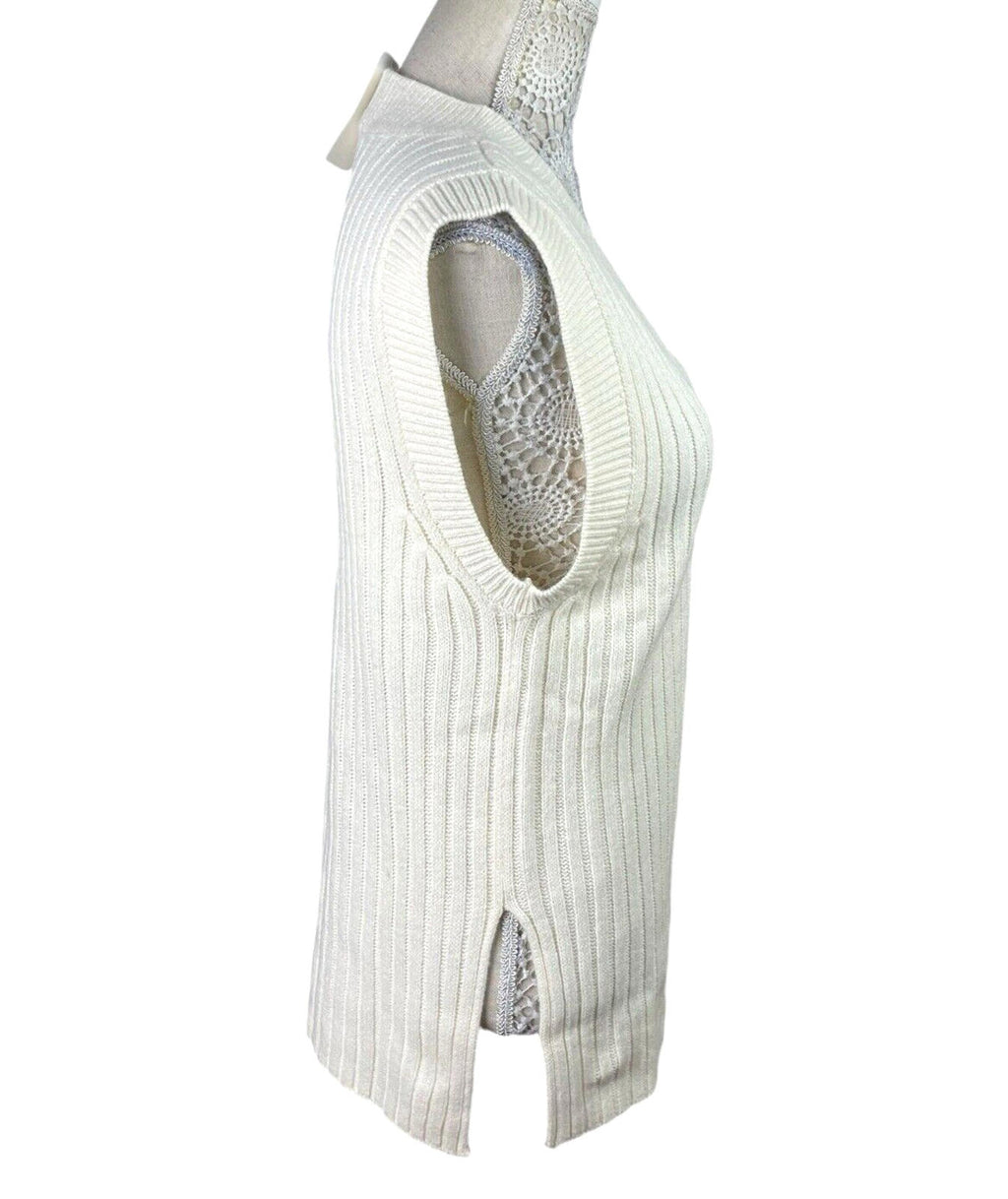 Divided Vest Jumper Light Beige Oversized Rib Knit Women’s UK Size XS