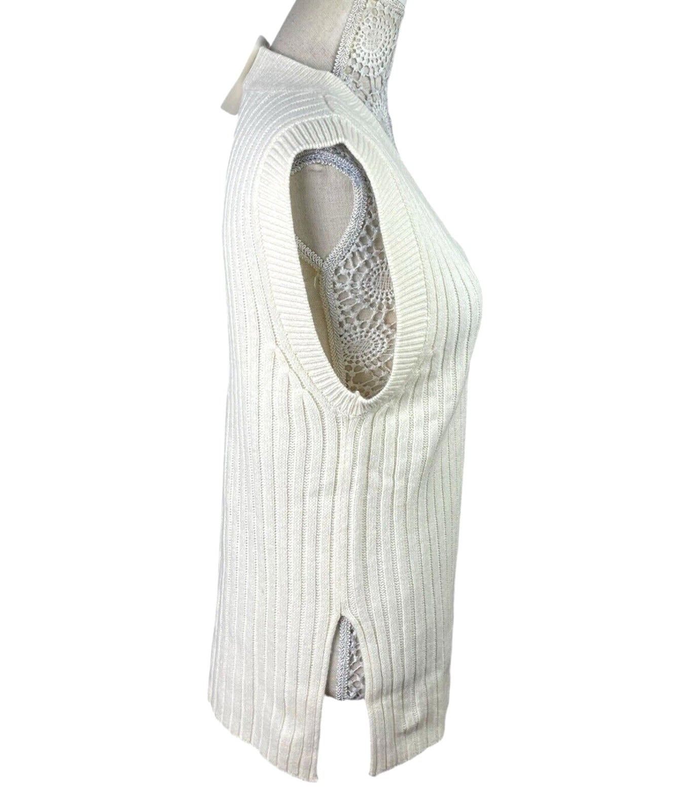 Divided Vest Jumper Light Beige Oversized Rib Knit Women’s UK Size XS