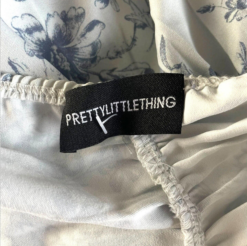 Pretty Little Thing Pale Blue Corset Mini Dress Ruffles Women’s UK Size 16