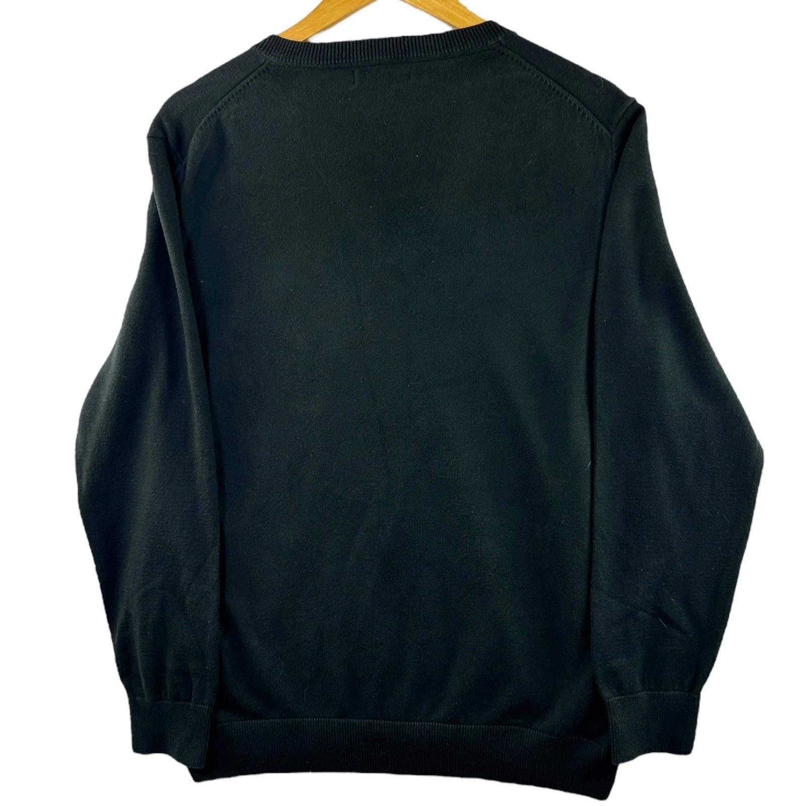 Nautica Knit Jumper Men's UK Size XL Black Long Sleeve 100% Cotton V-Neck