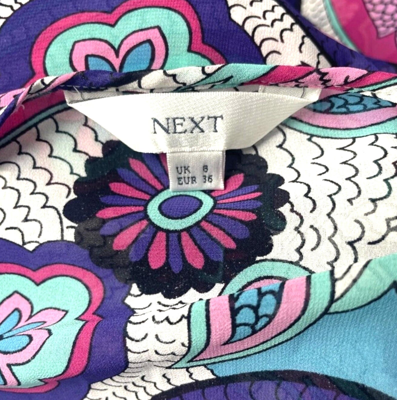 Next Paisley Print Cover Up Mini Dress Women's UK Size 8 V-Neckline Tie Detail