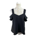 Topshop Black Peplum Top Frill Sleeve Women’s UK Size 12