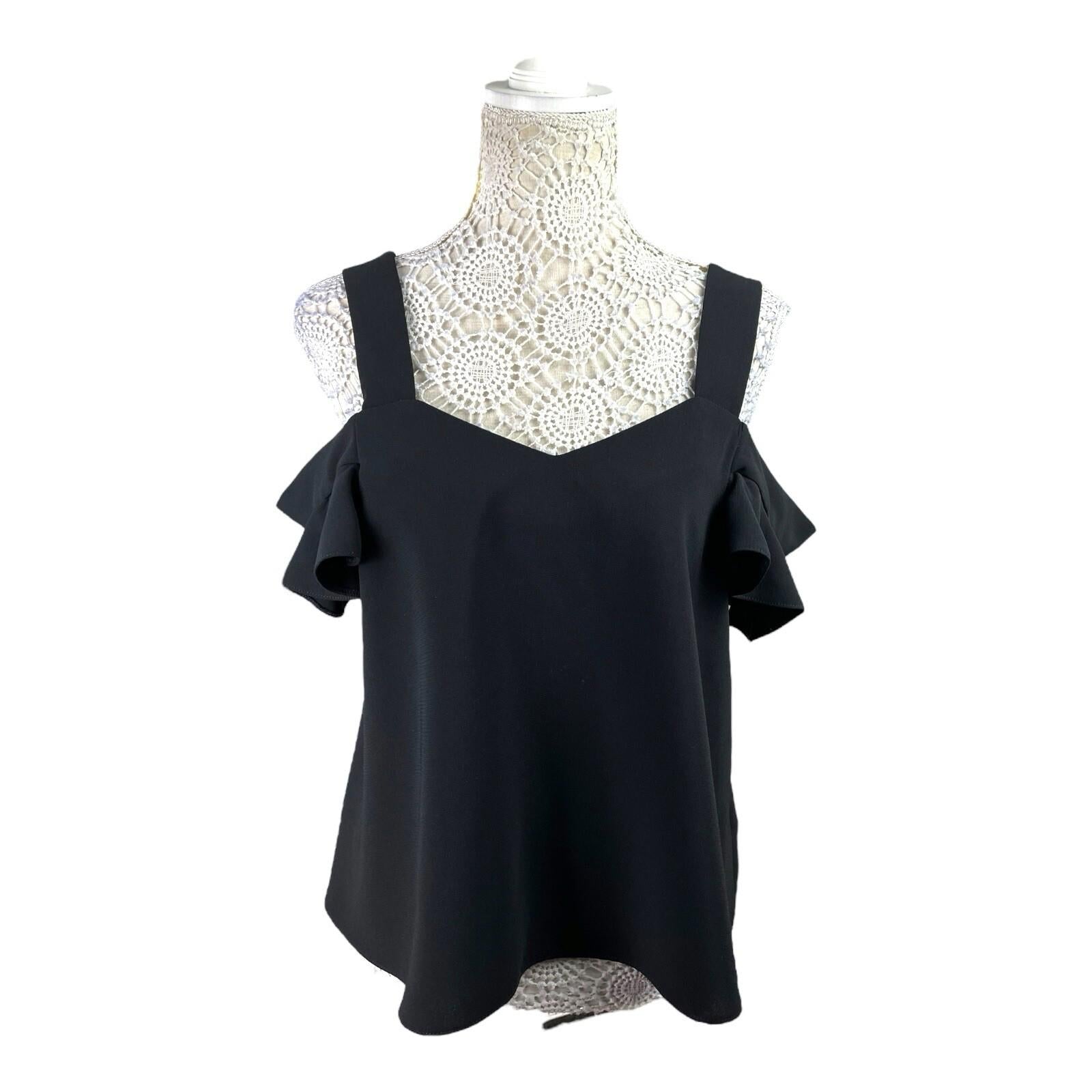 Topshop Black Peplum Top Frill Sleeve Women’s UK Size 12