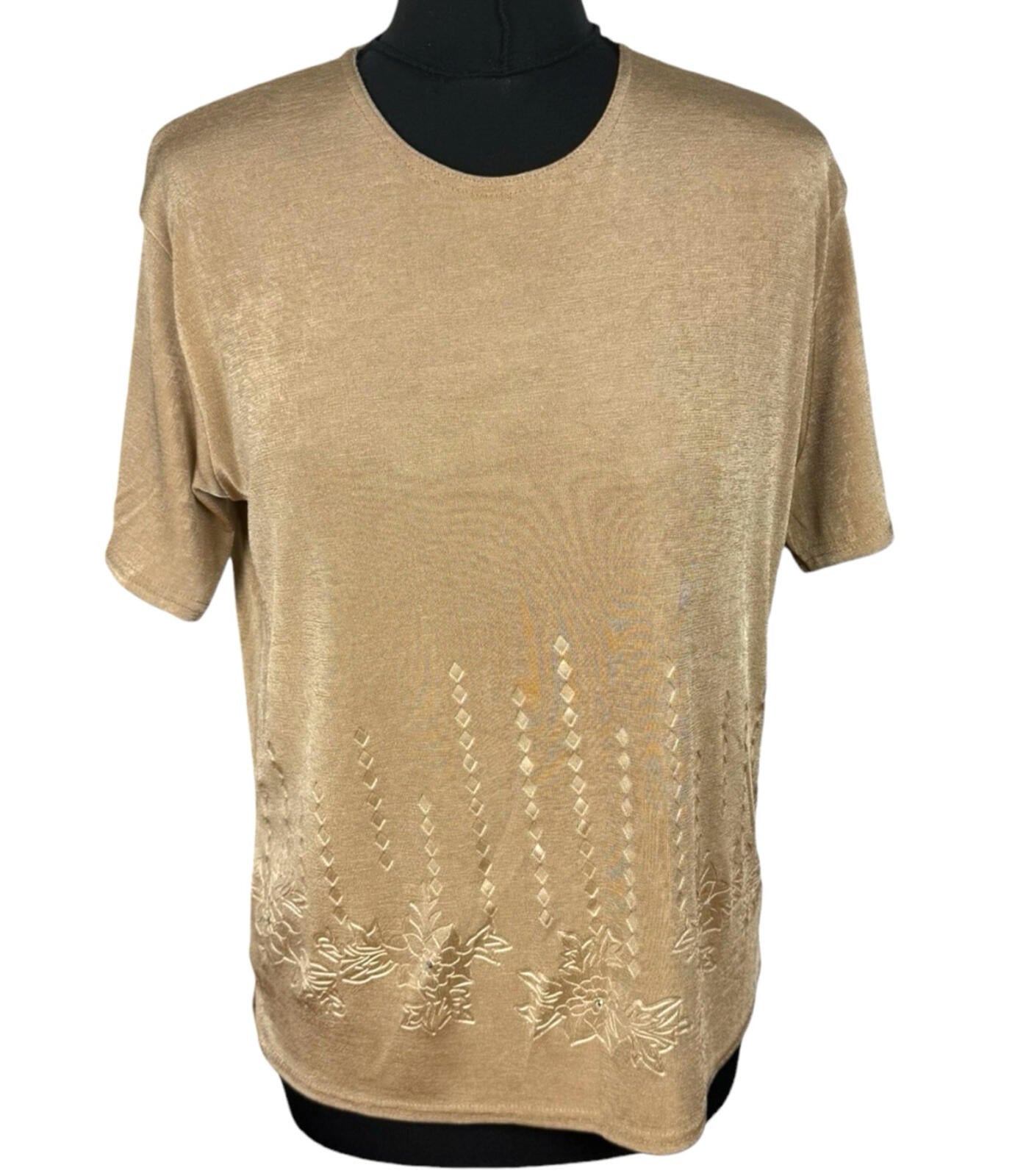 EyeCasuals Woven T-Shirt Blouse Top Women’s UK Size M / L Shirt Sleeve Sequin