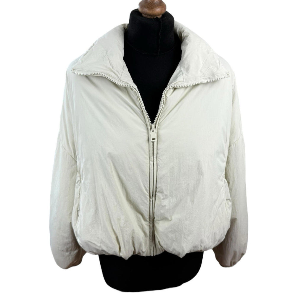 George Beige Puffer Jacket Cropped Collared Pockets Women’s UK Size XS 4-6