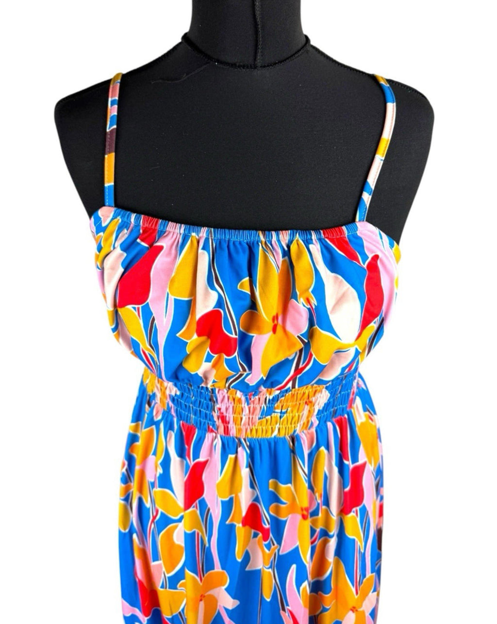 Grace Karin Maxi Dress Women’s UK Size S Bright Floral Smocked Summer