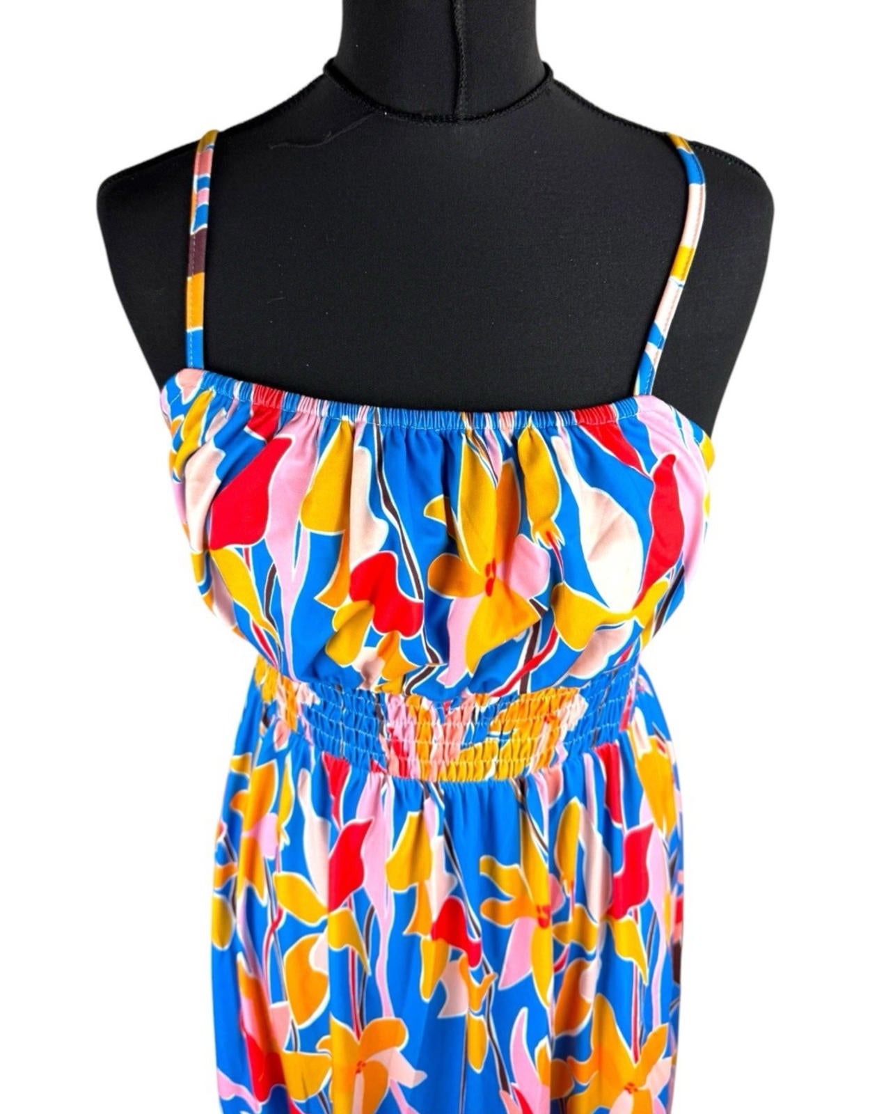 Grace Karin Maxi Dress Women’s UK Size S Bright Floral Smocked Summer