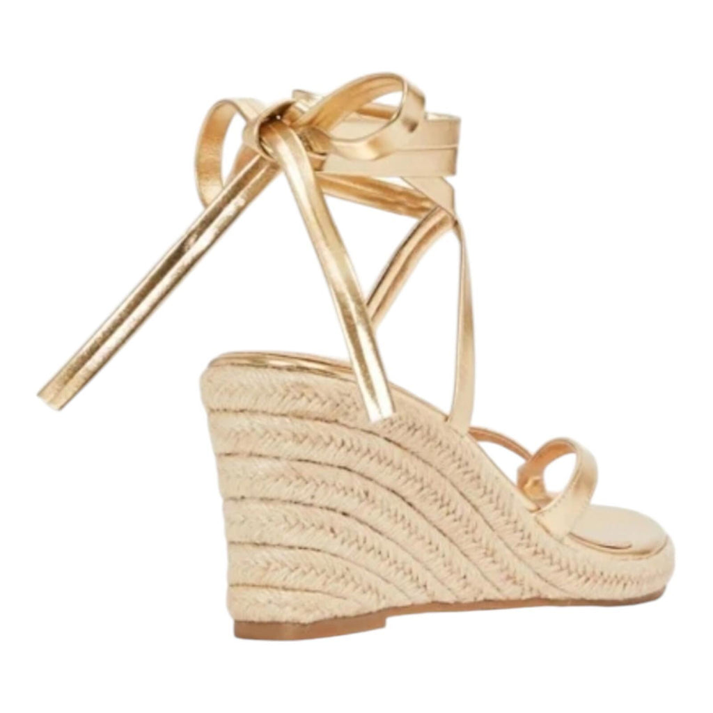 JUSTFAB Ambretta Wrap Wedge Sandals Shoes Gold Women's UK Size 9
