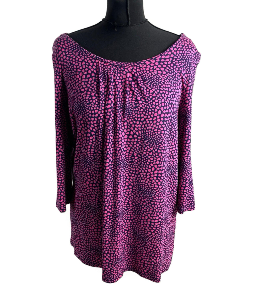George Moda Spotted Blouse Top Women’s UK Size 16 3/4 Sleeve Scoop Neck Pink