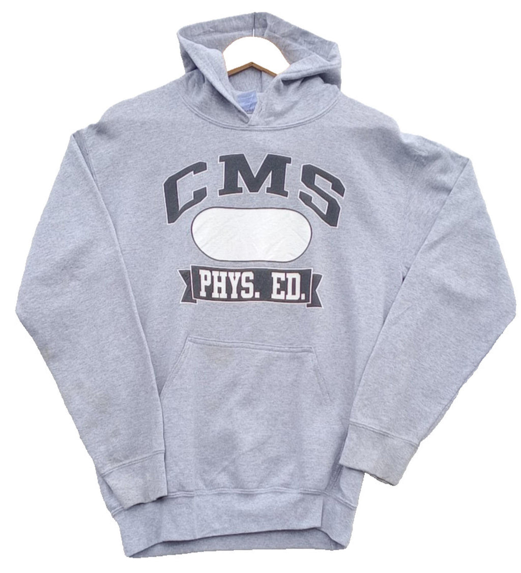 Grey Graphic Print Jersey Hoodie Men's UK Size S CMS PHYS. ED. Fleece Lined