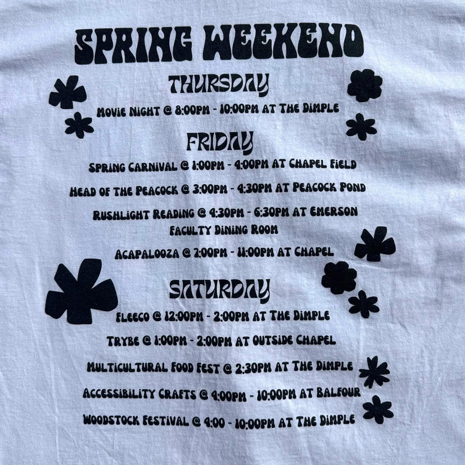 Spring Weekend T-Shirt Women's UK Size L White Graphic Print USA Wheaton College