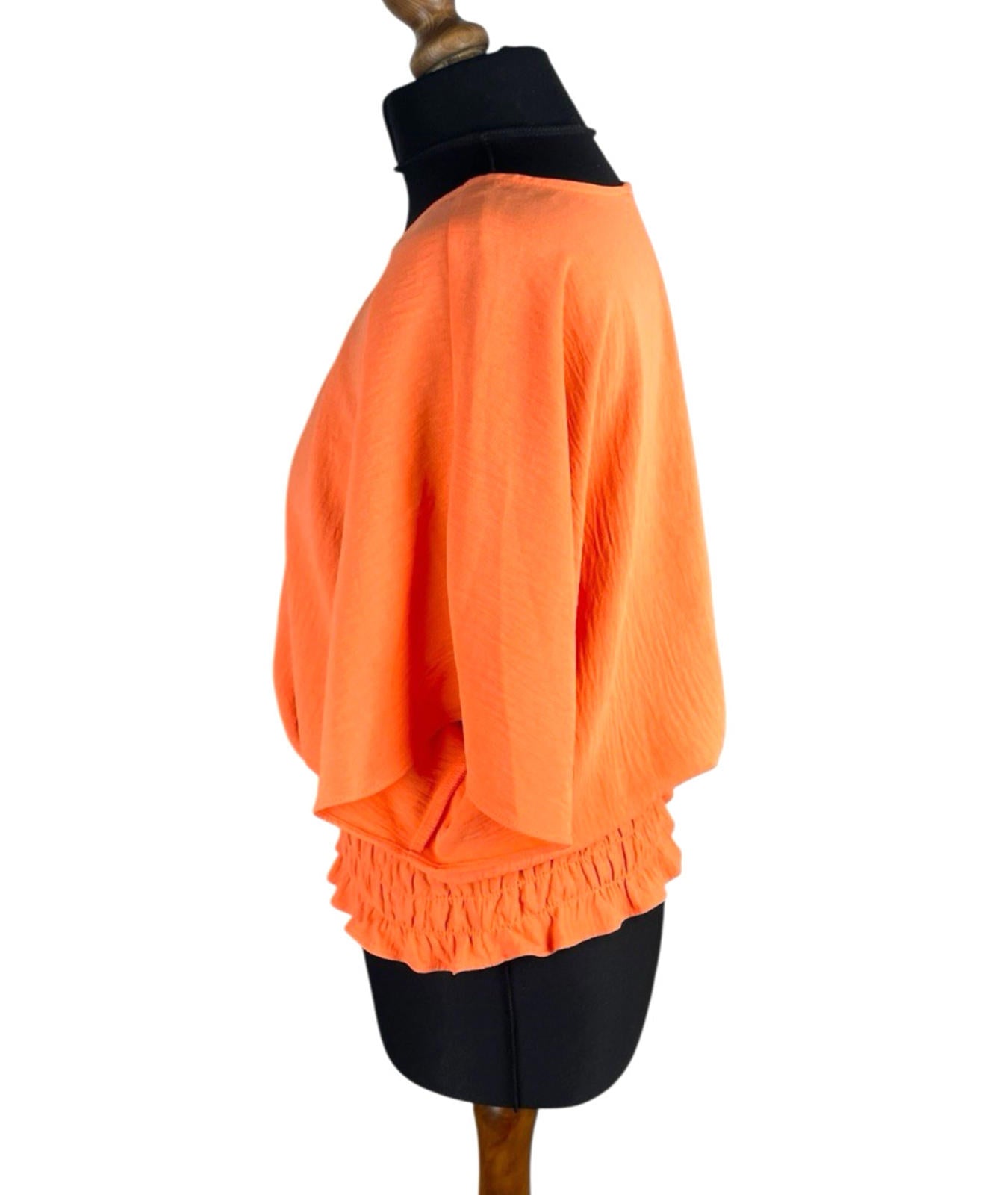 Emreco Orange Peplum Blouse Summer Top Elastic Waistband Women’s UK Size 10