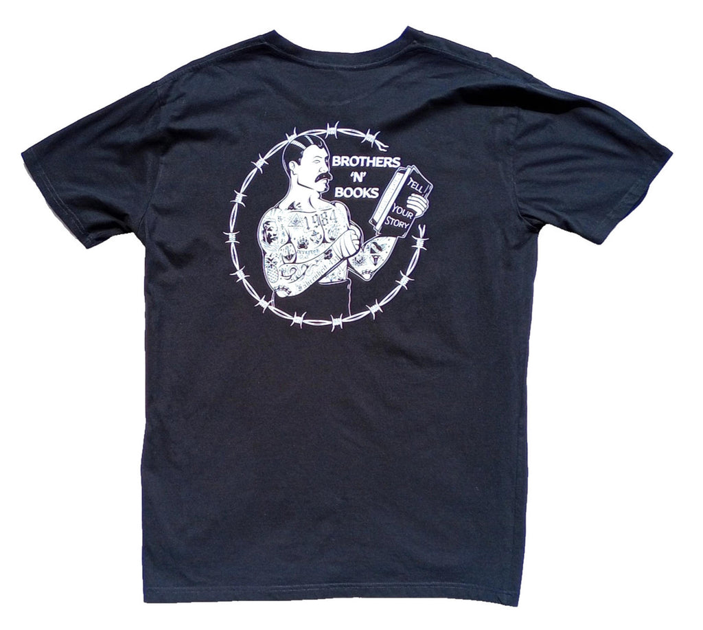 Brothers In Books Graphic Print T-Shirt Men's UK Size XL Black 100% Cotton