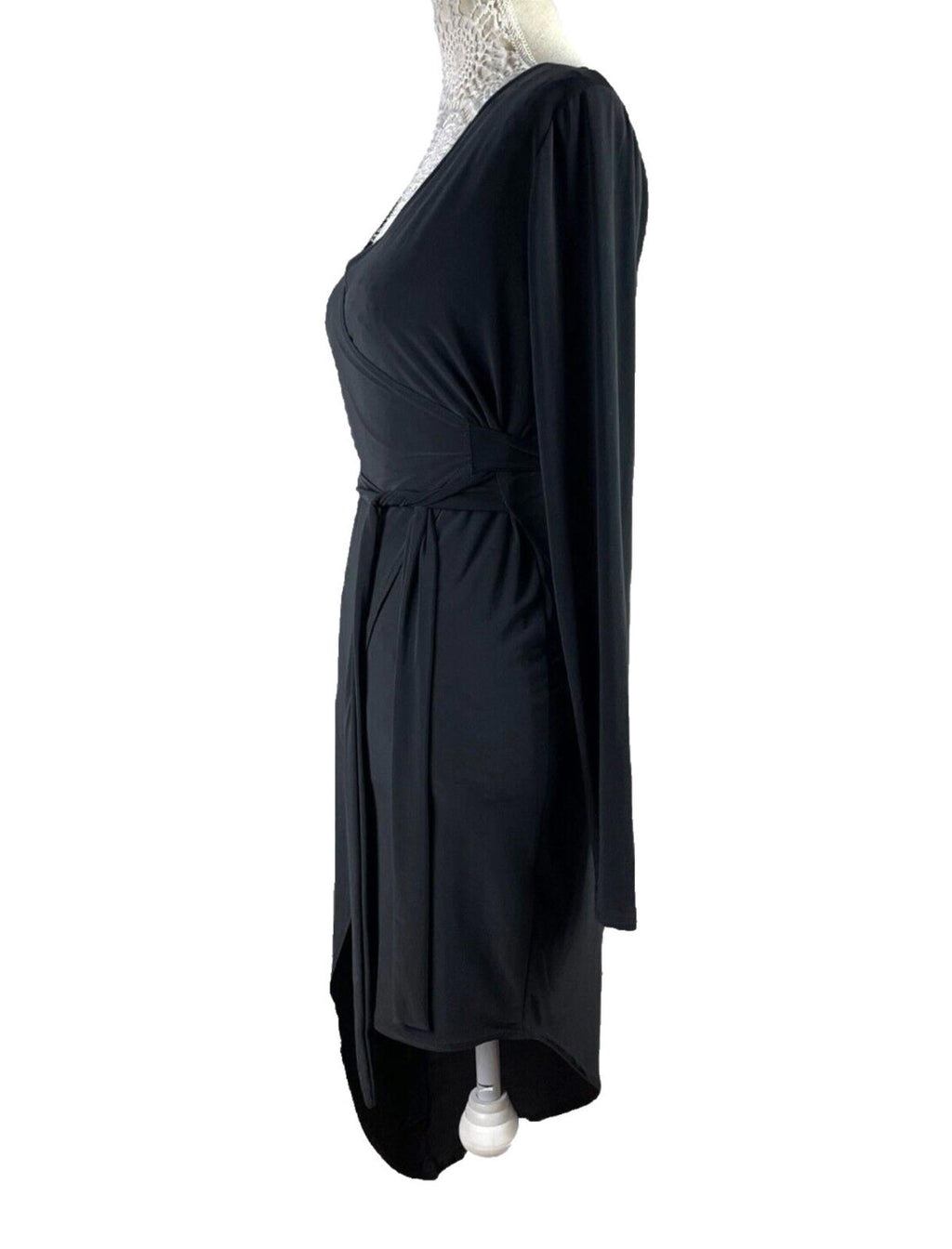 Missguided Black Wrap Dress Long Sleeve Mini Women’s UK Size 12