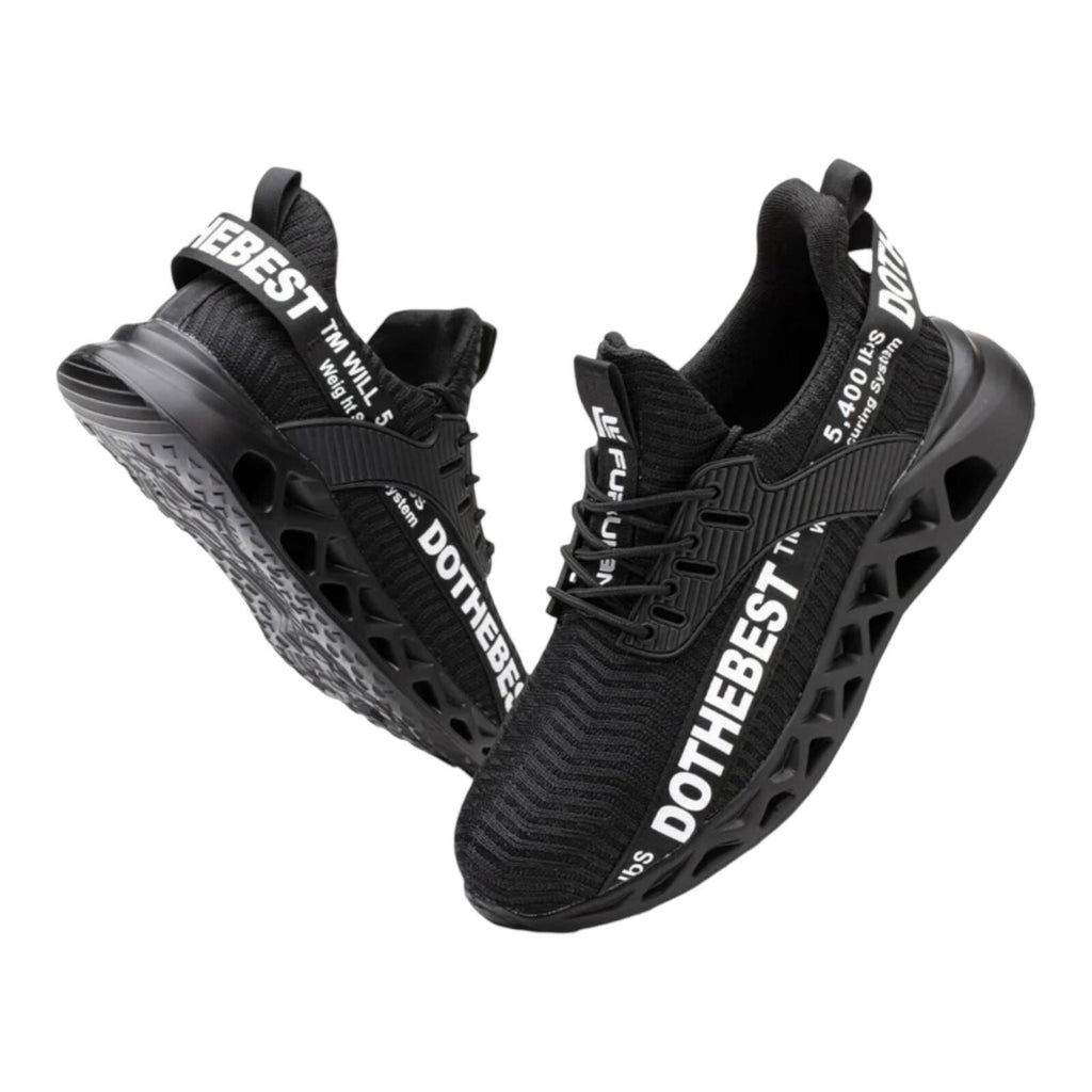 Furuian Black Safety Trainers Steel Toe Cap Logo Band Men’s UK Size 8 EU 42
