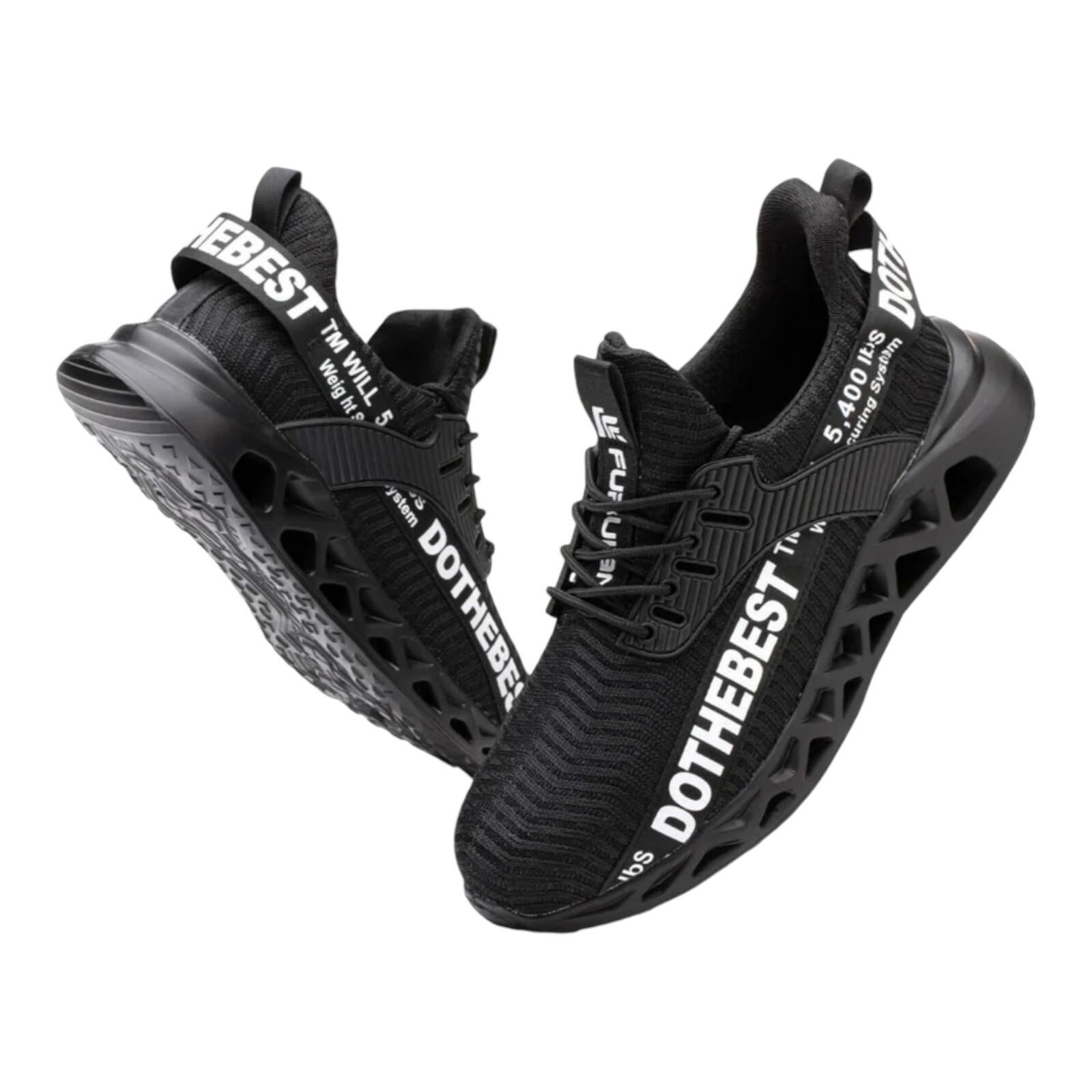 Furuian Black Safety Trainers Steel Toe Cap Logo Band Men’s UK Size 8 EU 42