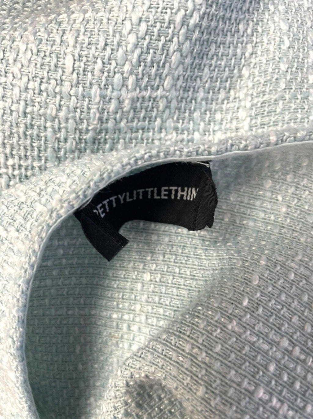 Pretty Little Thing Crop Top & Skirt Co-ord Women’s UK Size 8 Blue Linen Look