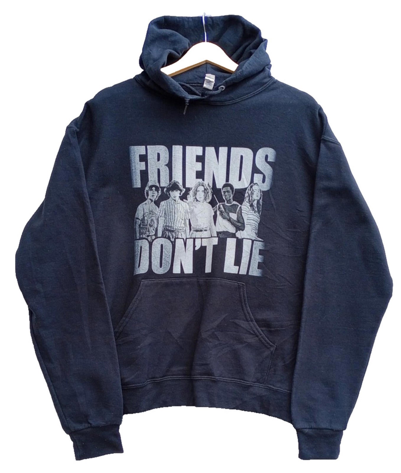 Stranger Things Hoodie Men's UK Size M Black Jersey Hooded Pockets Poly/Cotton