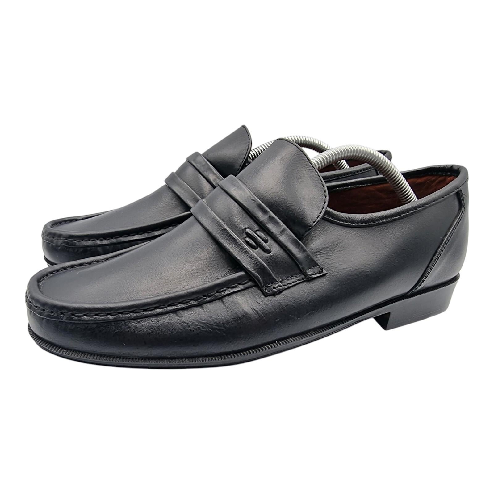 George Black Shoes Faux Leather Slip On Loafers Wide Fit Men's UK Size 6