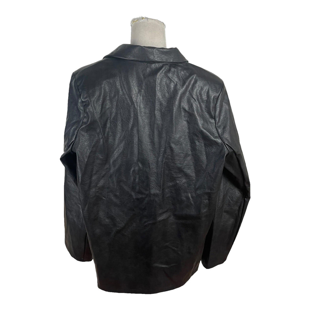 Pretty Little Thing Faux Leather Jacket Oversized Black Women's UK Size 8