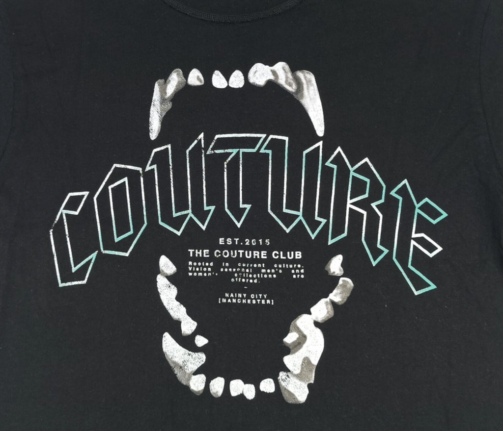 The Couture Club T-Shirt Men's UK Size S Black Crew Neck Graphic Print