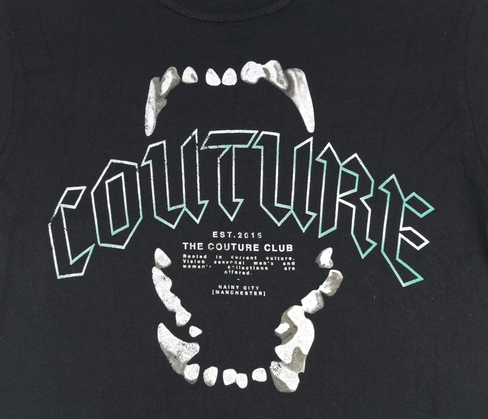 The Couture Club T-Shirt Men's UK Size S Black Crew Neck Graphic Print