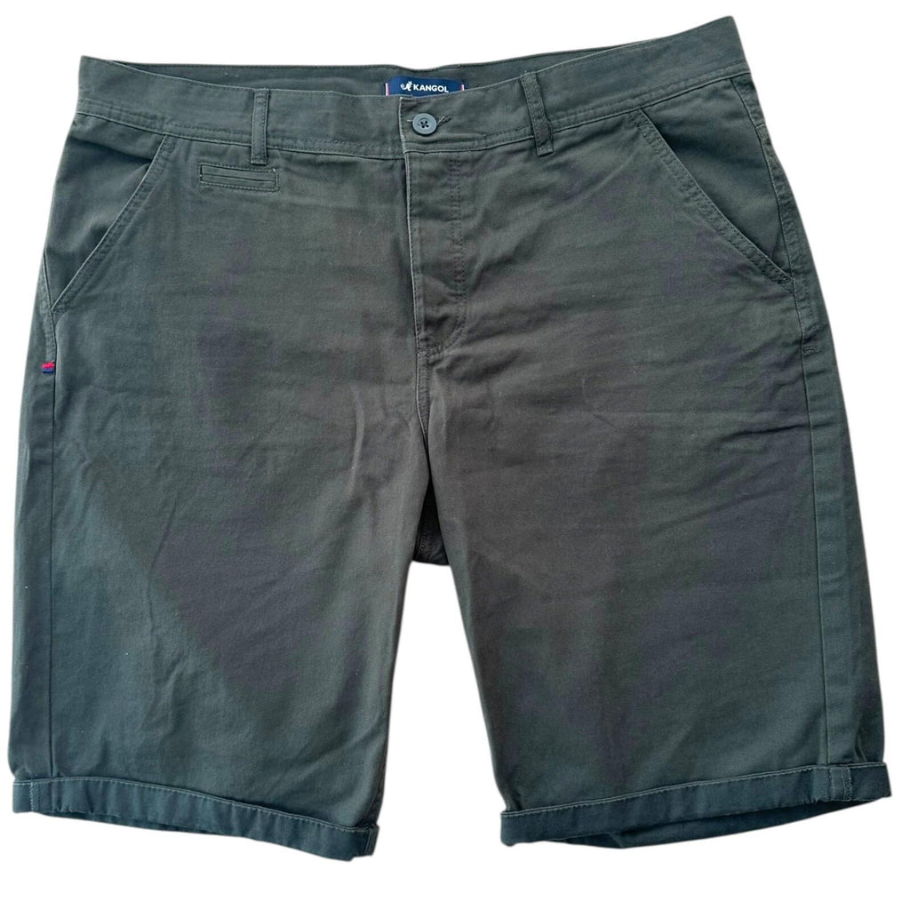 Kangol Shorts Men's UK Size XL Khaki Green Embroidered Button Up Heavy Duty