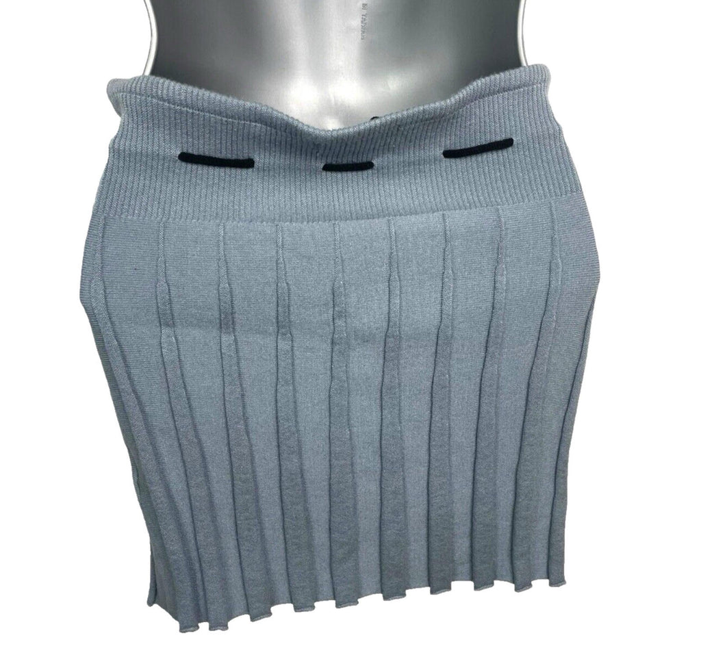 Pretty Little Thing Mini Skirt Women's UK Size S Grey Ribbed Pleated High Waist