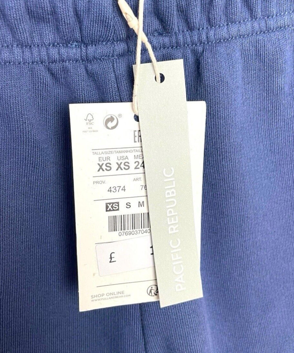 Pull & Bear Pacific Republic Blue Track Shorts Drawstring Women’s UK Size XS