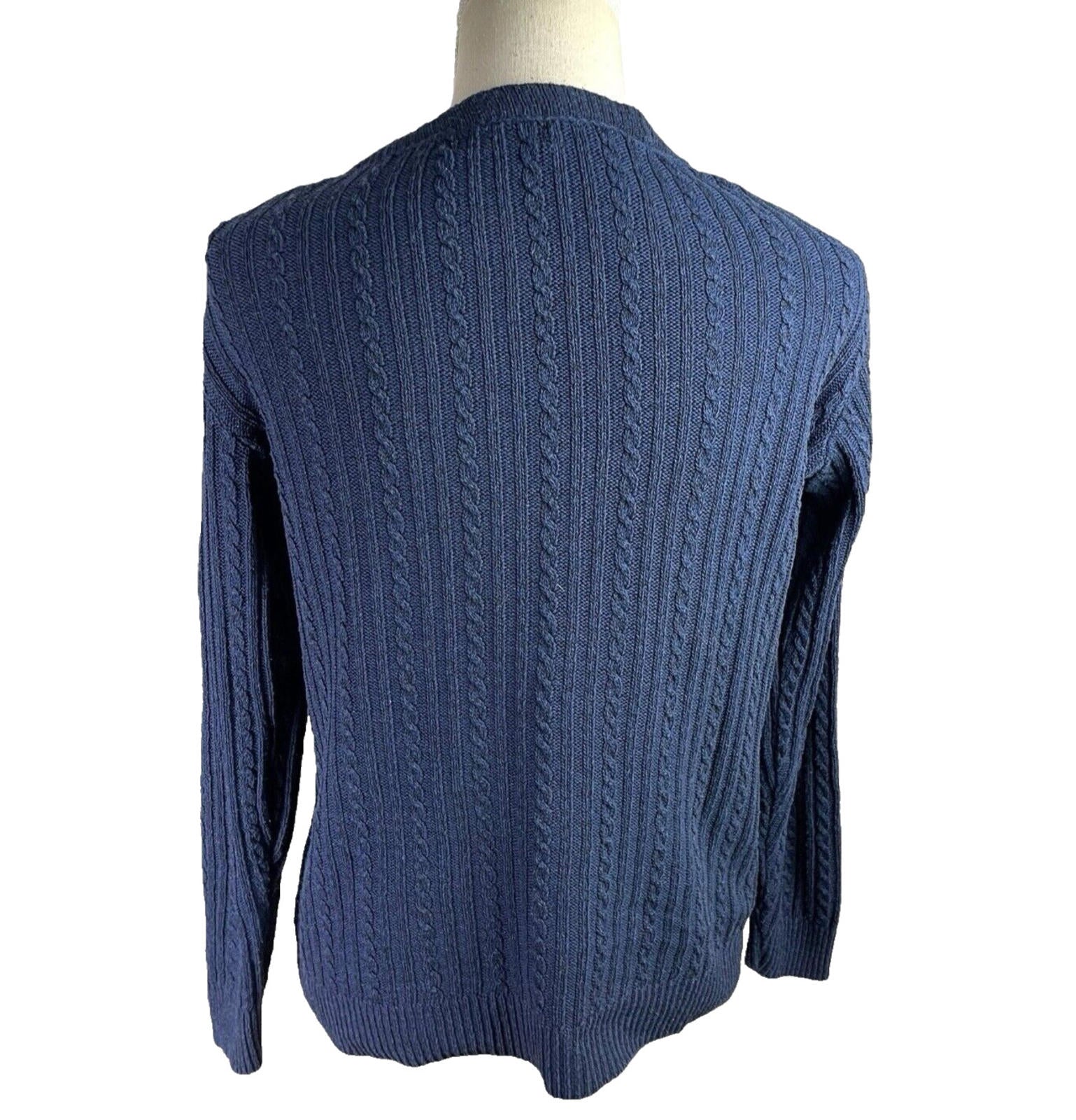 ME Navy Blue Knit Jumper Aaron Pattern Crew Neck Women’s UK Size L (12)