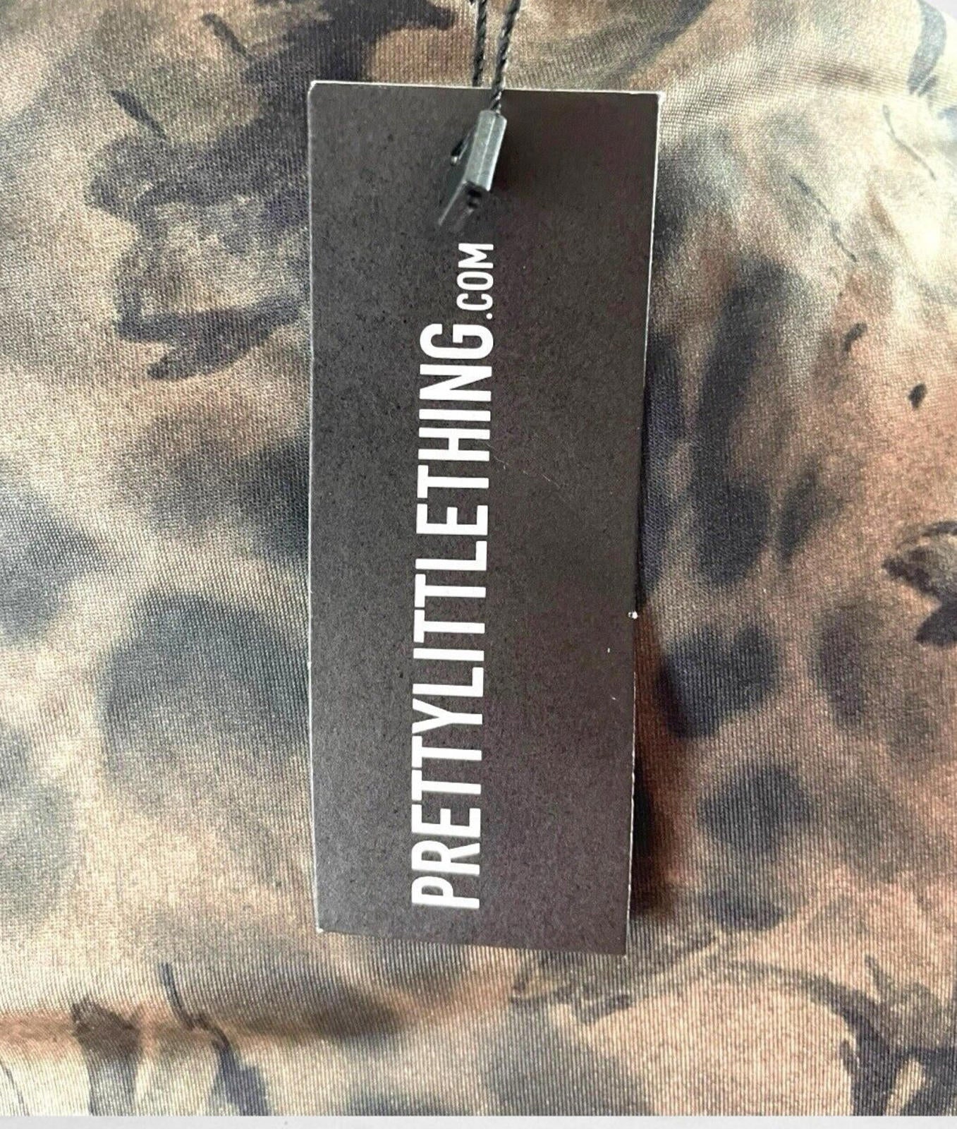Pretty Little Thing Kahki Satin Tank Top High Neck Stretch Women’s UK Size 8