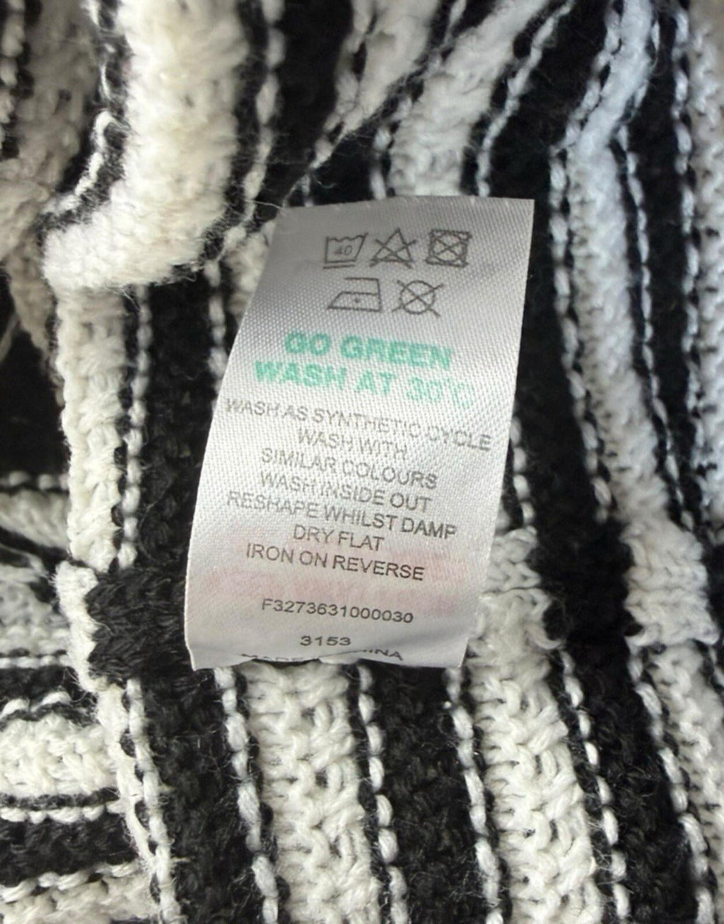 Papaya Off Shoulder Knit Top Women’s UK Size 12 Stripe Black White