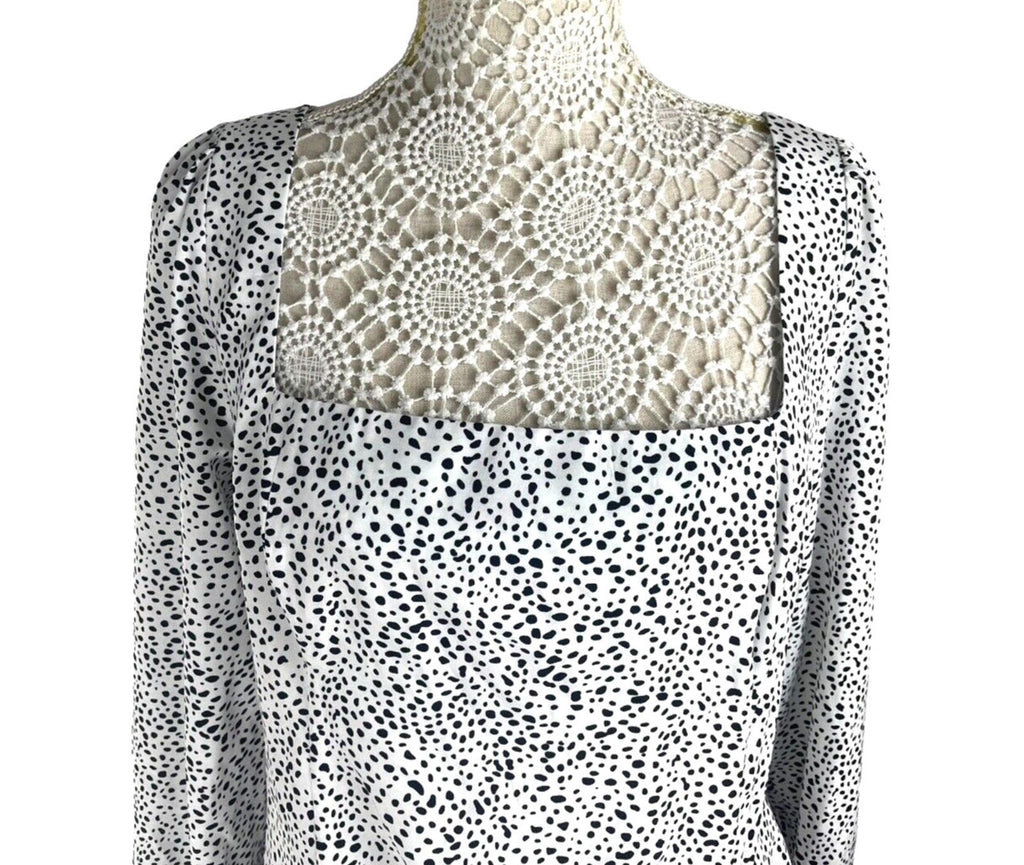 PLT Dalmatian Print Ruched Mini Dress Women’s UK Size 16 Square Neck Scoop Back