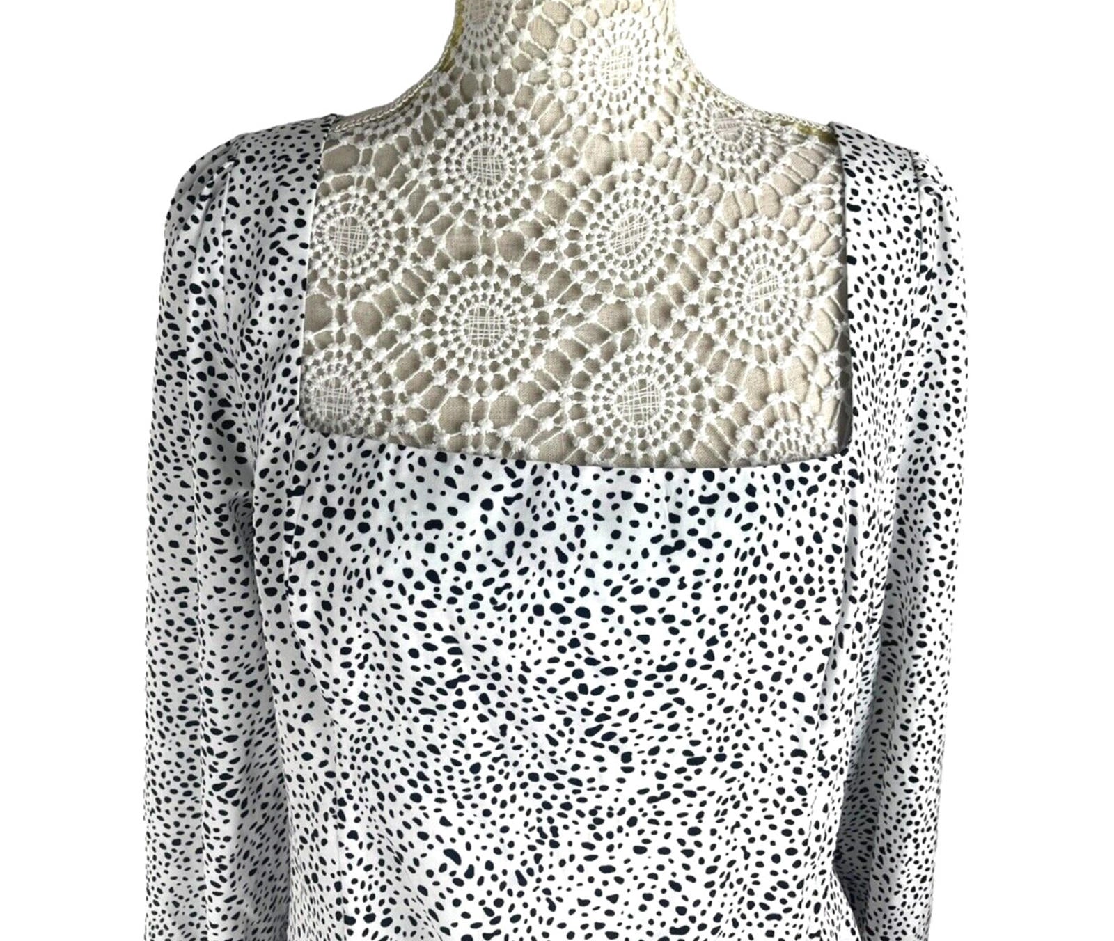 PLT Dalmatian Print Ruched Mini Dress Women’s UK Size 16 Square Neck Scoop Back