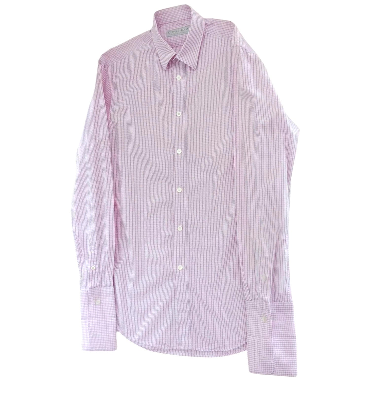 Gieves & Hawkes Pink Check Long Sleeve Shirt Men's UK Size M 37" Chest