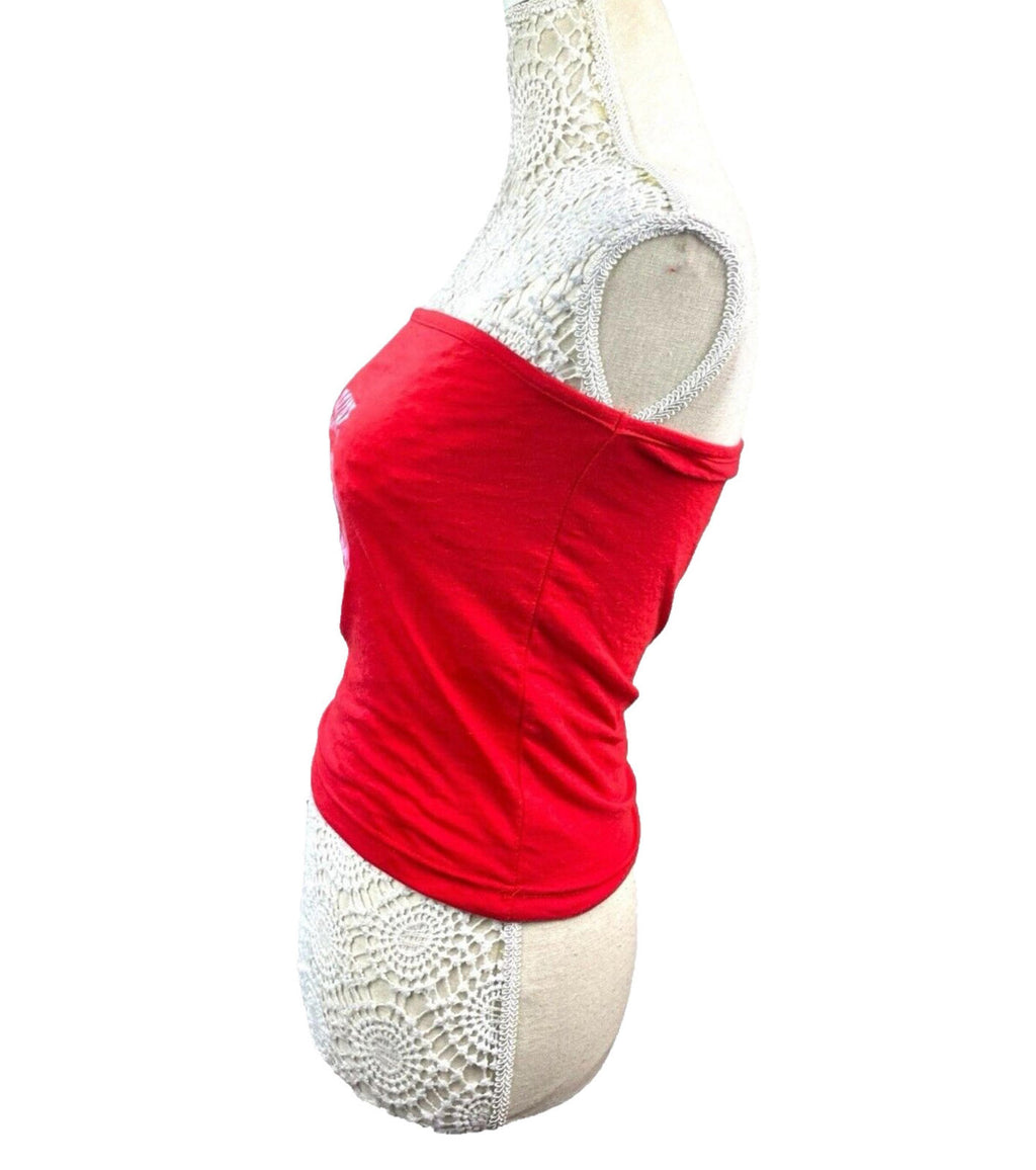 Pretty Little Thing Red Strapless Tank Top Bride 00 Print Women’s UK Size 8