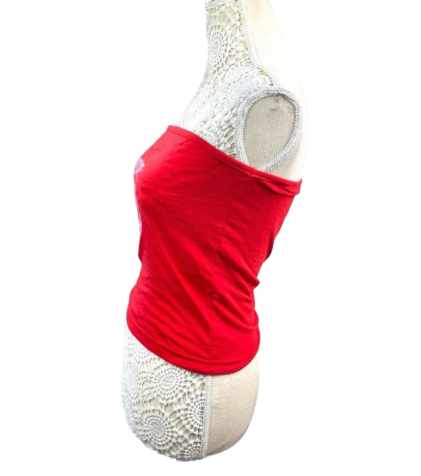Pretty Little Thing Red Strapless Tank Top Bride 00 Print Women’s UK Size 8