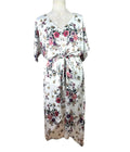 Yoins White Floral Maxi Dress Satin Effect Belted Women’s UK Size M (10-12)