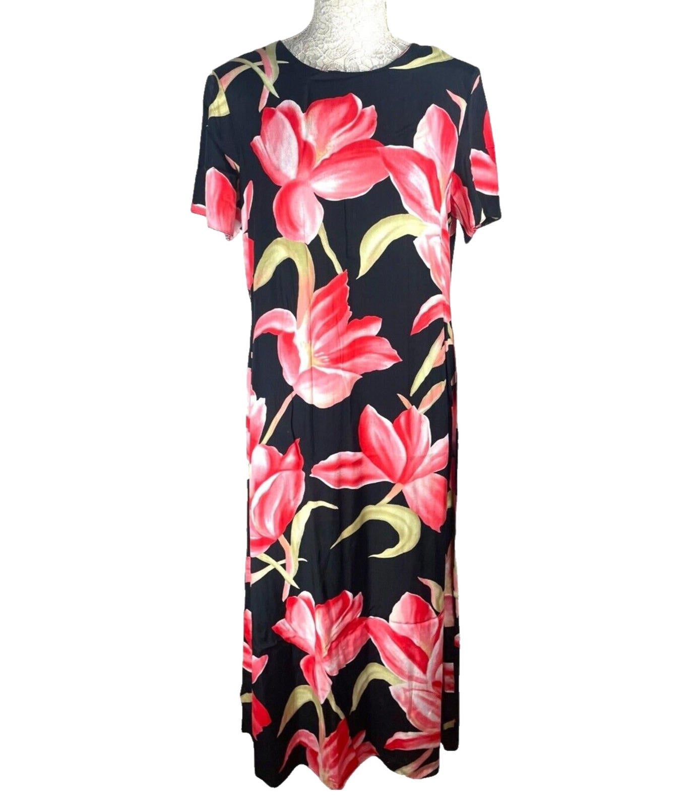 Richard’s Maxi Dress Black & Pink Floral Women’s UK Size S (8-10)