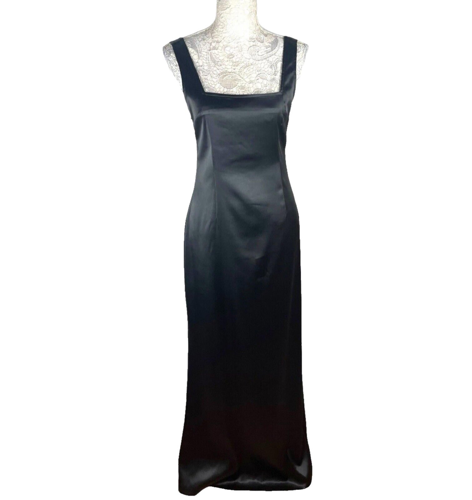 Satin Ballgown Prom Dress Low Back Black White Satin Bow Detail UK Size 8