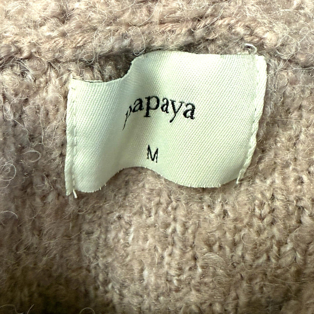 Papaya Off Shoulder Jumper Women’s UK Size M Wool Effect 3/4 Sleeve Dusky Pink