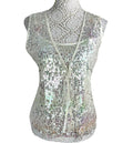 Sequin Crop Top & Waistcoat Co-Ord Women’s UK Size 8 Iridescent Butterfly Detail