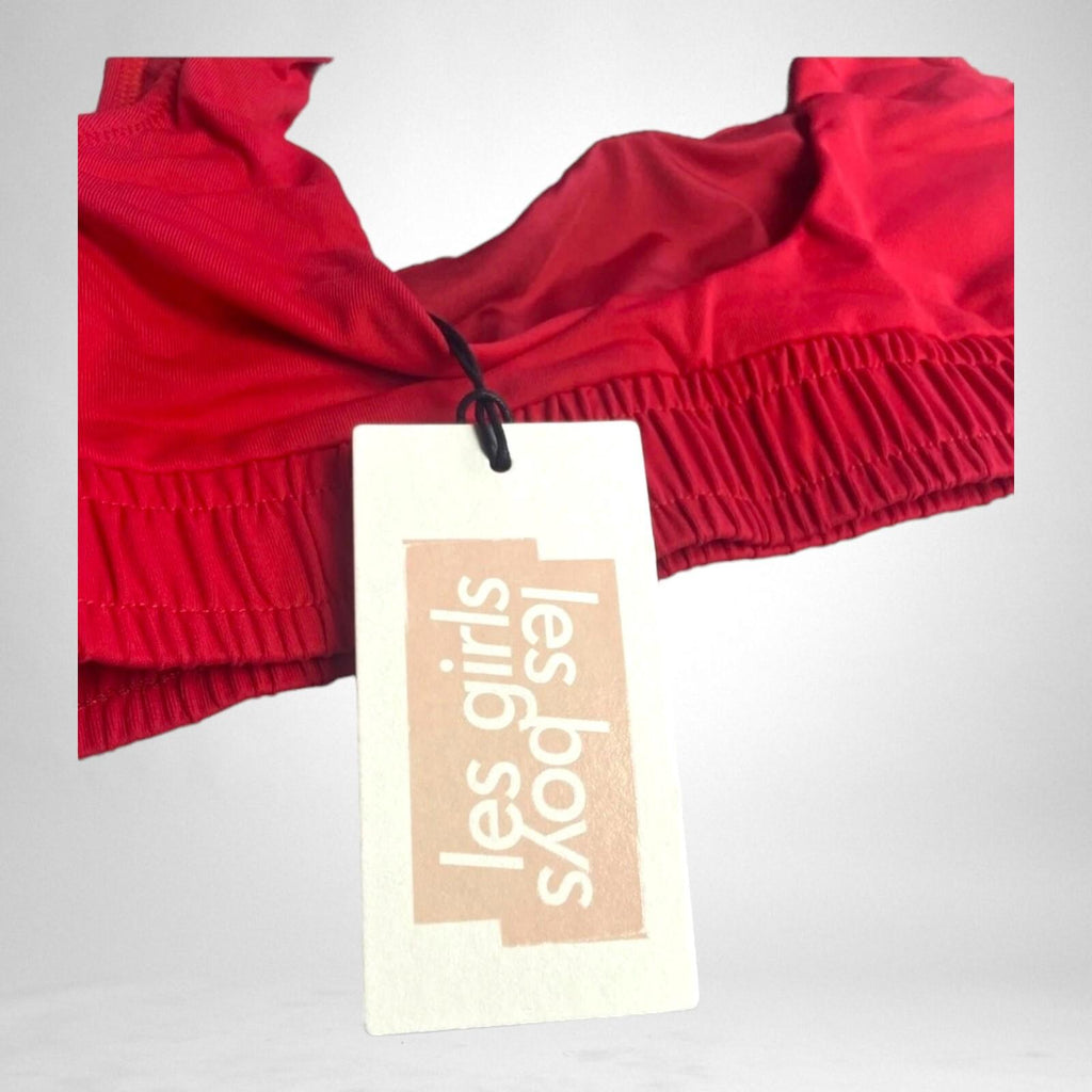 Red Super Track Bikini Crop Top UK Size XS  - Les Girls Les Boys