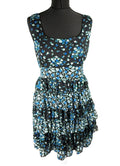 Austin Black Floral Mini Dress Ruffle Layers Tie Back Women’s UK Size 18