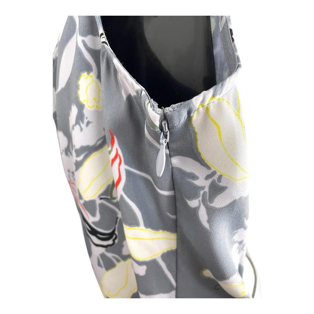 Oasis Grey Floral Playsuit Belted Pockets Women’s UK Size 12