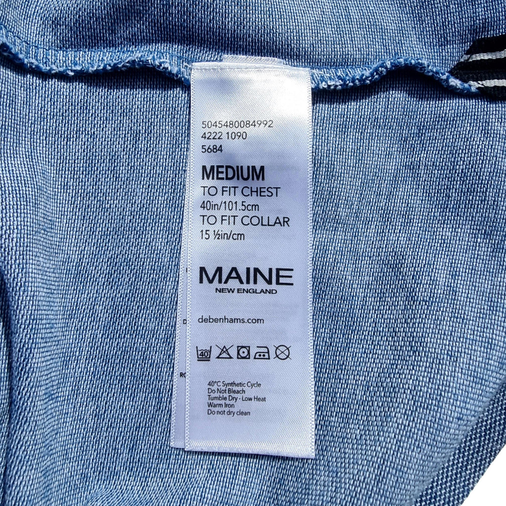 Maine Polo Shirt Men's UK Size M Blue Contrasting Trim 100% Cotton